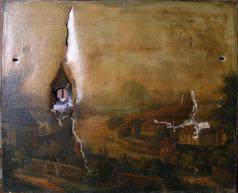 Tableau horloge, art populaire XIXème